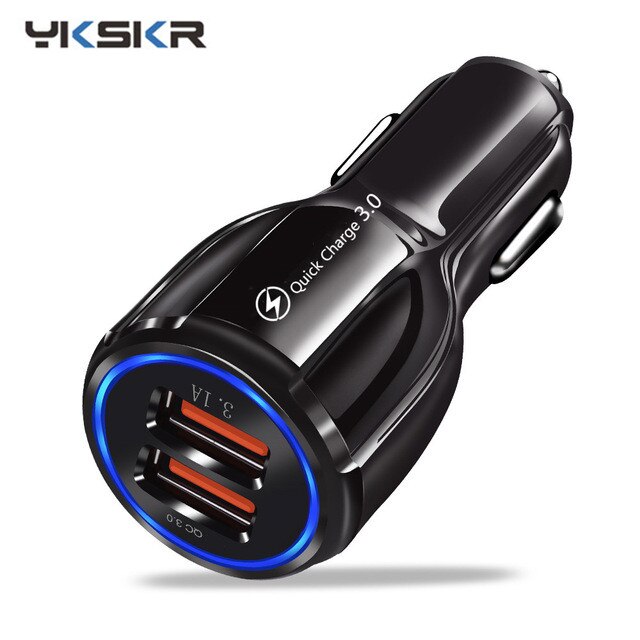 3A Caricabatteria Da auto Carica Rapida 3.0 Universale 2/3 Porta USB di Ricarica Veloce Adattatore per il iPhone Samsung Xiaomi Caricatore Del Telefono mobile USB: nero 2USB