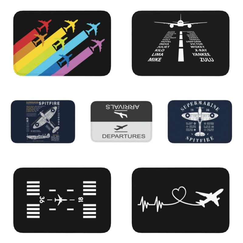 Pilot Captain Stripes Front Door Mat Anti-Slip Outdoor Quick Dry Aviation Airplane Doormat Floor Bath Entrance Home Decoration