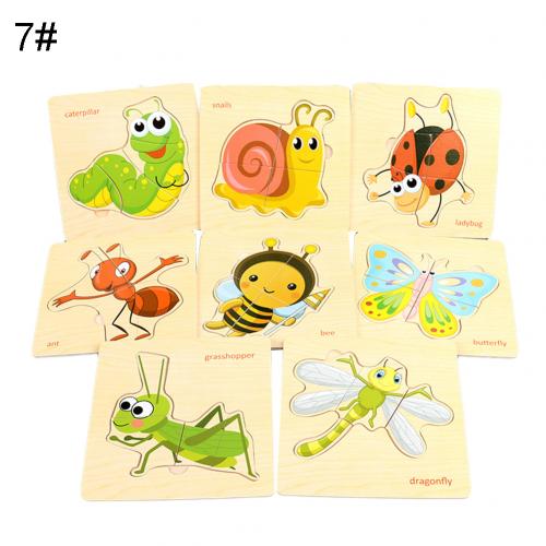 8 stuks Baby Puzzel Speelgoed Houten Cartoon Fruit Puzzel Puzzel Board Leren Baby Onderwijs Speelgoed Kleur cognitieve vermogen