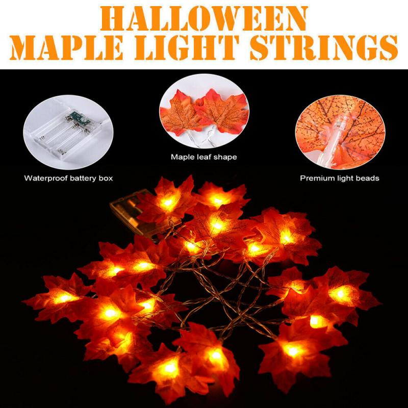 10/20/40 Halloween LED Fall Maple Leaves Fairy String Lights Leaf