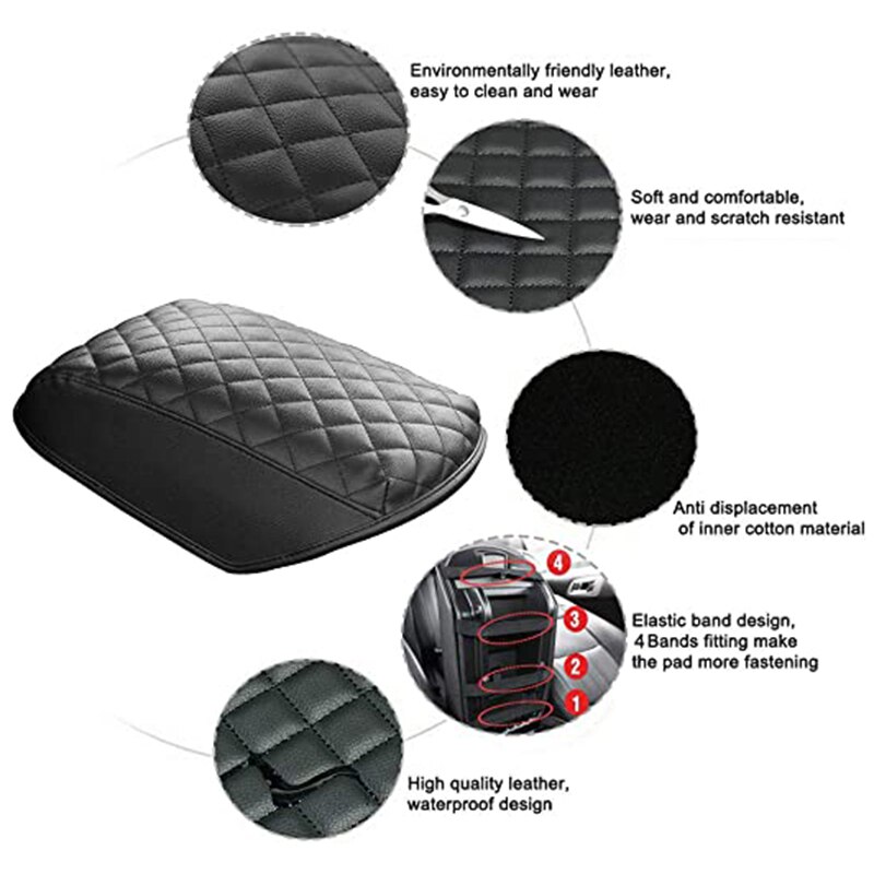 Center Console Cover PU Leather Anti-Slip Armrest Cover for Ford Explorer SUVs