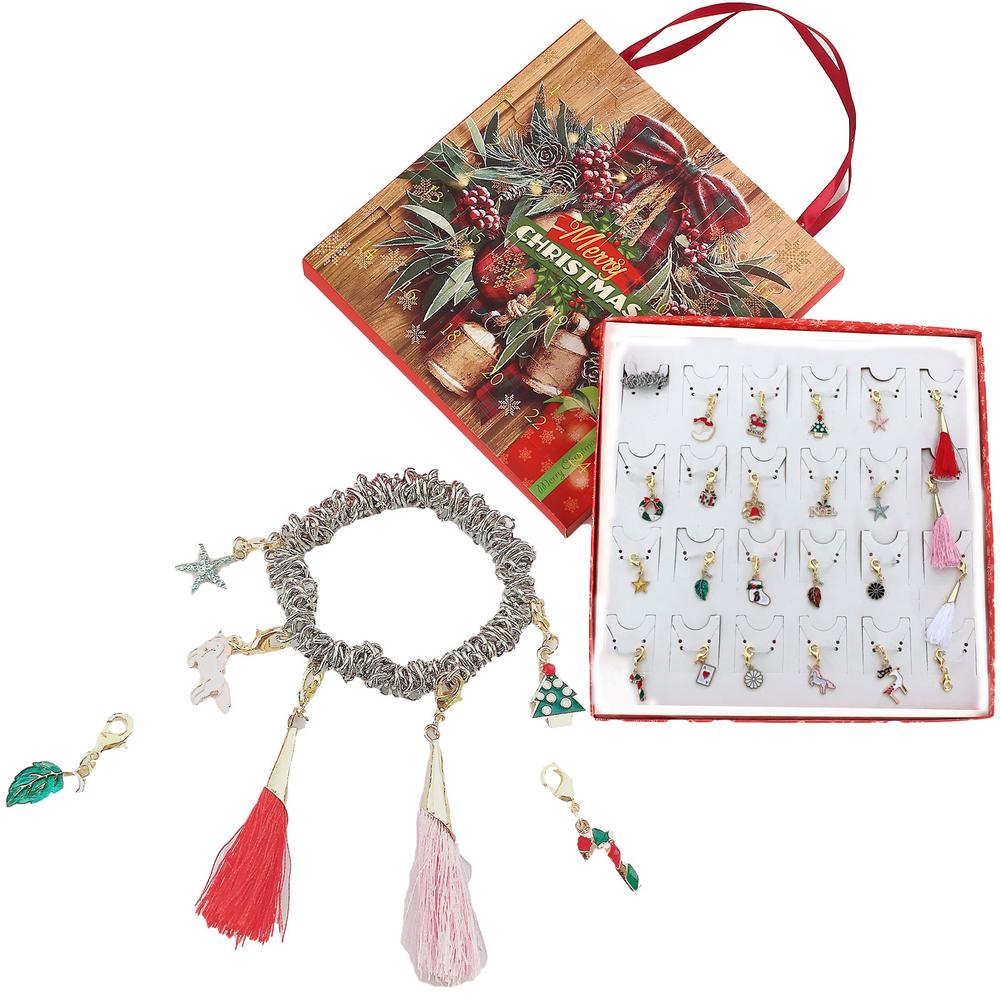 Christmas Christmas Ornaments Countdown Calendar Box Advent Golden Bracelet Necklace Accessory Set Children's Box: 03