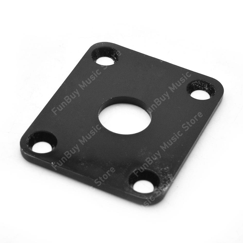 Plaque plastique carrée Jack de sortie pour guitare électrique LP, basse jaune/blanc/noir: Black