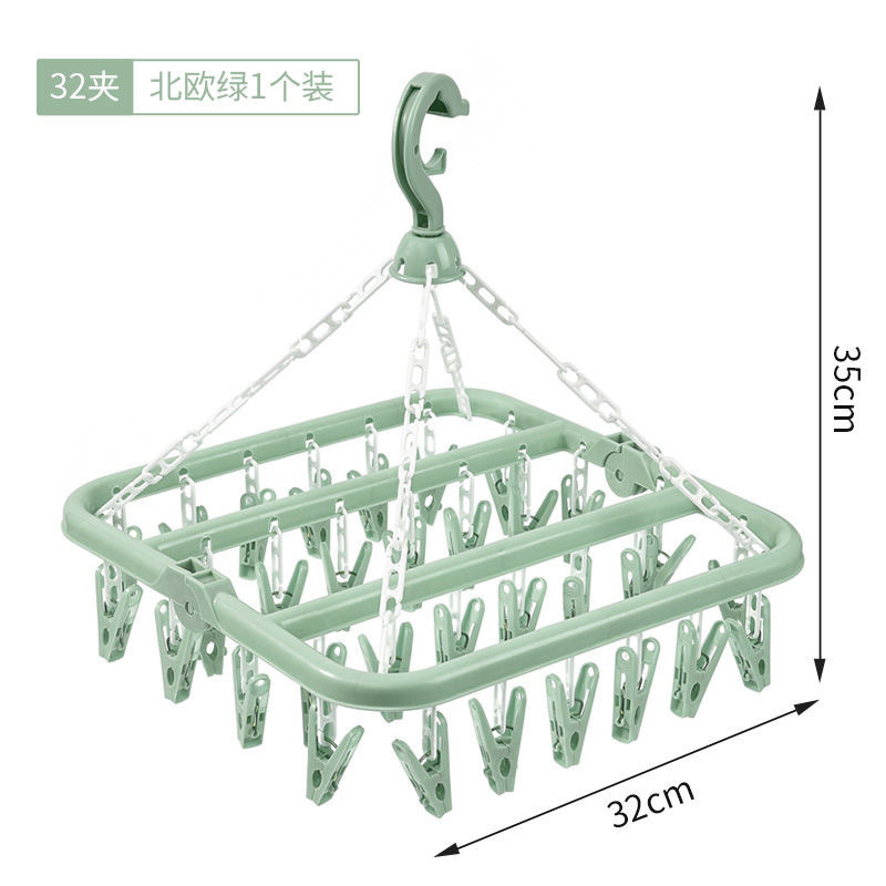 Cintres Rétractables avec 32/24/18 Clips, Vêtements Ménagers, Cheval, Coupe-Vent, Chaussettes, Sous-Vêtements, illant, Supports de vaccage: vert militaire
