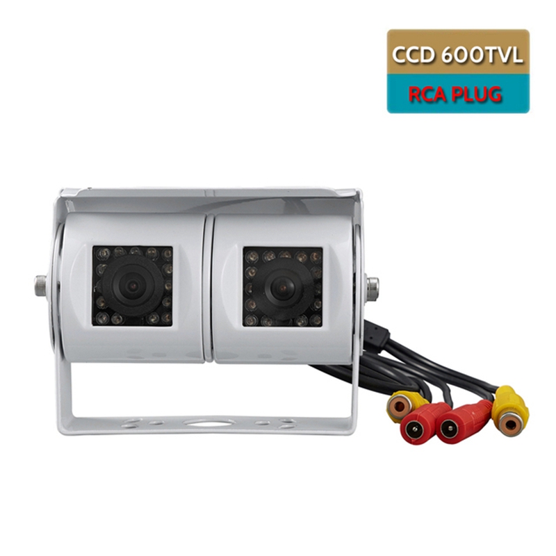 Rca Auto Dual Lens Achteruitrijcamera Rv Backup Camera Twin Verstelbare Hoek Lens Achteruitrijcamera Ccd Camera Voor Truck Bus