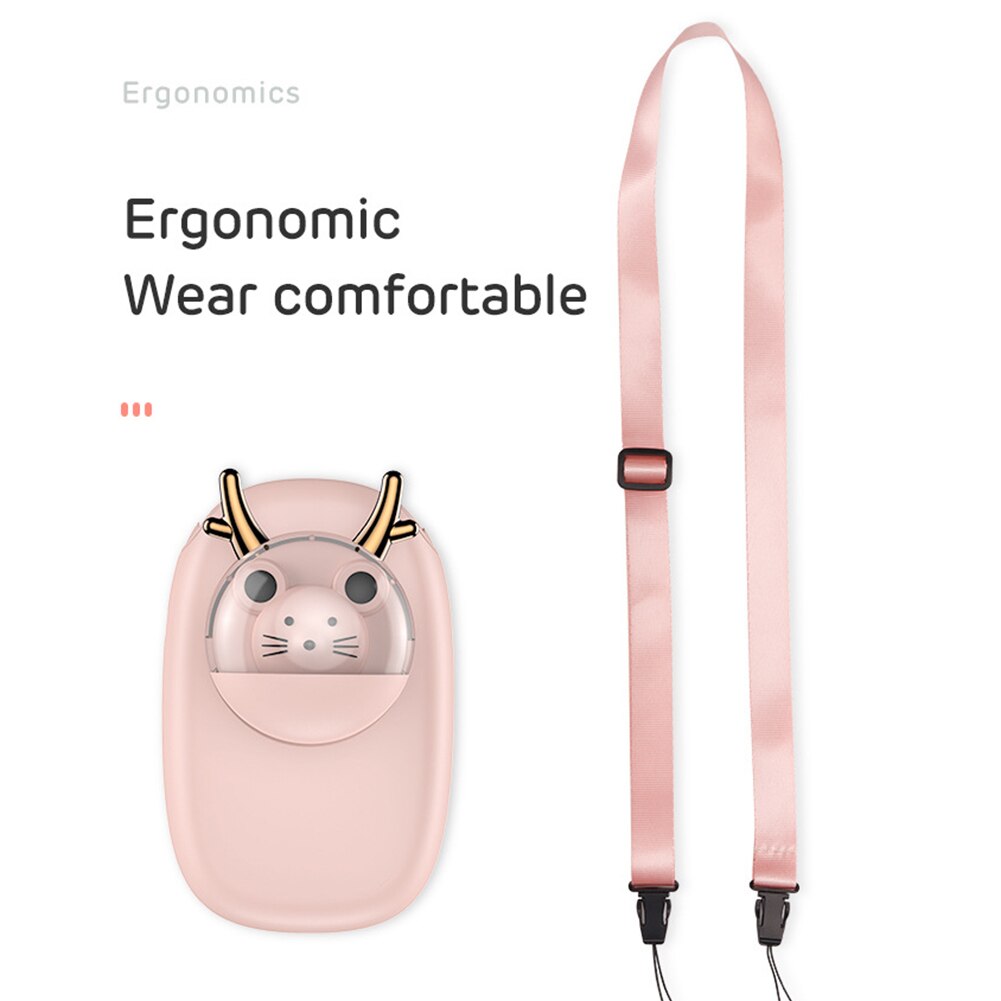 Hanging Neck Fan Cute Cartoon Pet Hand-held Leafless Waist Fan Low Noise