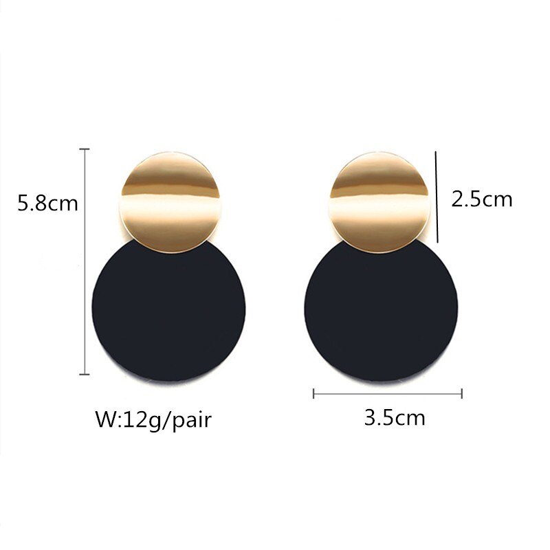 Pendientes colgantes de flor de Metal de Color negro Rock para mujer, aretes geométricos redondos con forma de corazón, hoja, mariposa, cristal, de joyas de