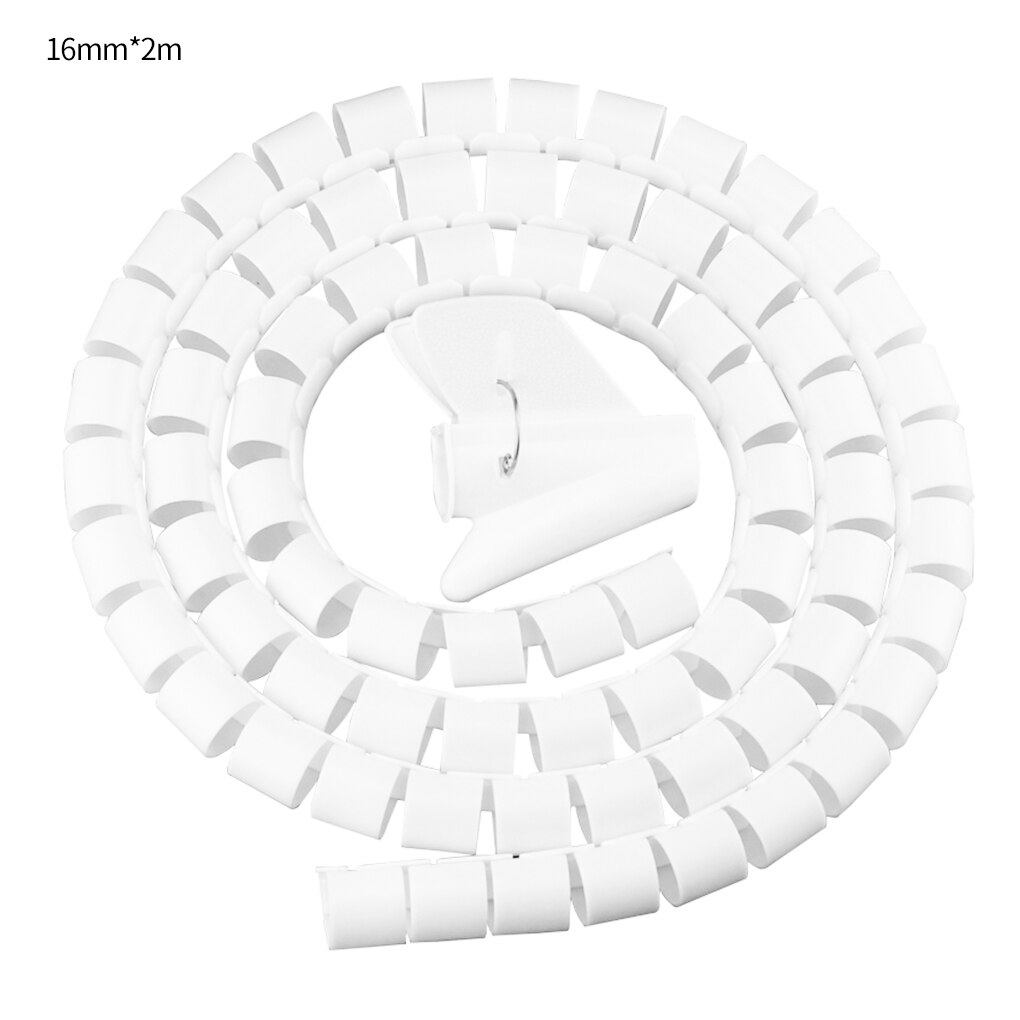 1.5/2M Line Organizer Pipe Protection Spiral Wrap Winding Cable Wire Protector Cover Tube Free Cut: white 16mmx2m