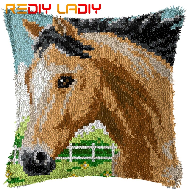 Latch Hook Kit Make Your Own Cushion King of Tiger Pre-Printed Canvas Crochet Pillow Case Latch Hook Cushion Front Hobby &amp; Craft: BZ427