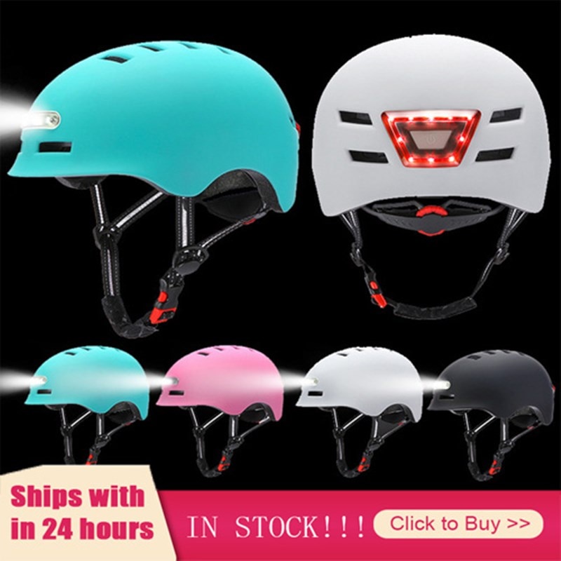 Motocross Fietsen Helm Motorfiets Met 3 Soorten Waarschuwingslichten Schaatsen Riding Veiligheidshelm Fiets Beschermende Helm