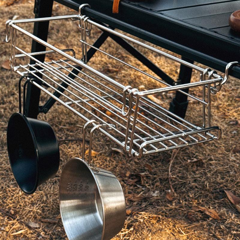 Foldable picnic basket, side shelf for picnic table, stainless steel organizer, portable organizer for beach, backyard, barbecue