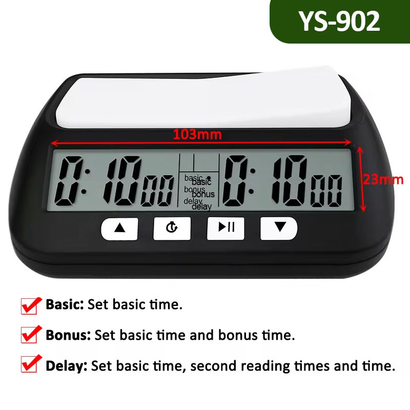 YS-902/YS-9901 Professionele Schaakklok Tel Omhoog Multifunctionele Digitale Schaaktimer Bordspel Stopwatch: Goud