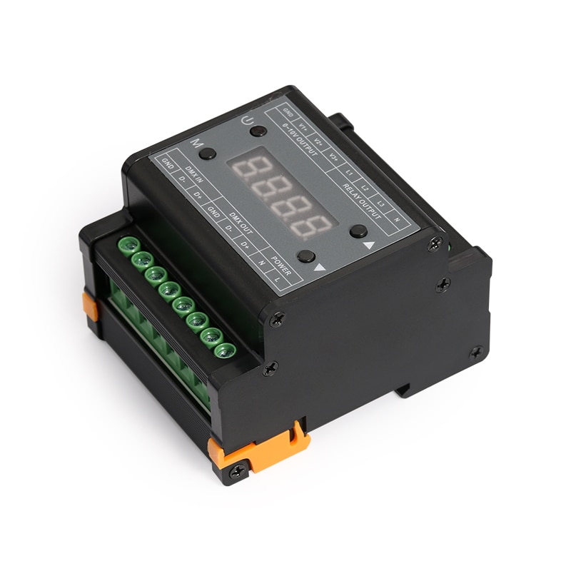 DMX303 DMX512 Naar 0-10V Signaal Converter, 3 Ch Output, Met Digitale Tube Display, zwart Shell, 0-10V Dimmer Driver