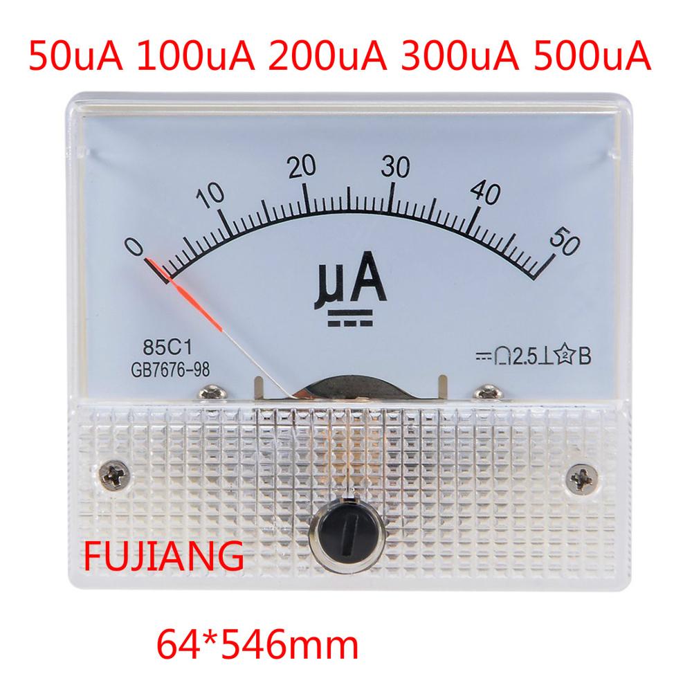 85C1 Micro-ampe100uA 200uA 500uA Pointer DC Analog Current Panel Meter DC 50uA Ammeter for Circuit Testing Ampere Tester Gauge