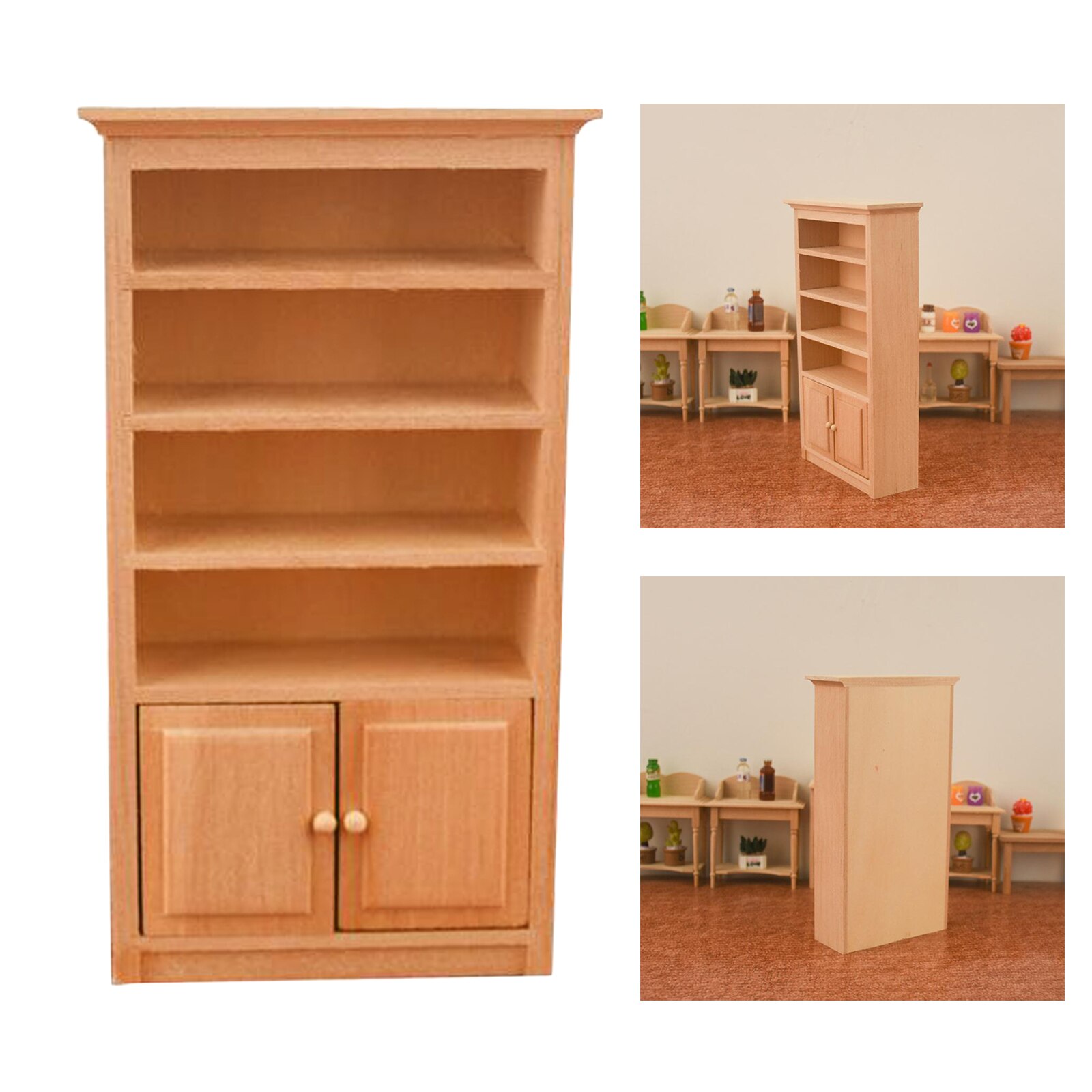 Scaffale per libri in legno in miniatura in scala 1:12 forniture per soggiorno Accs