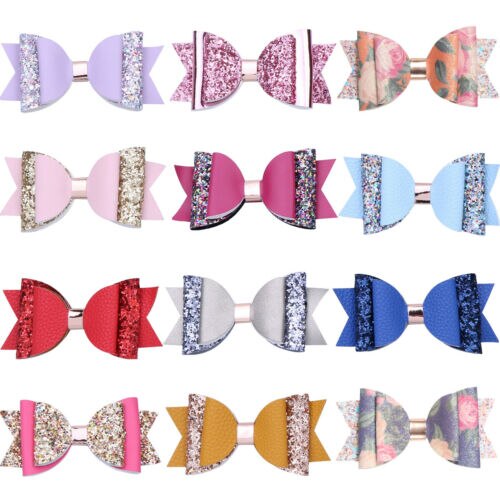 Neue freundlicher Baby Mädchen Pailletten Haar Bogen Barrettes Haarnadeln Bowknot Zubehör Stirnband