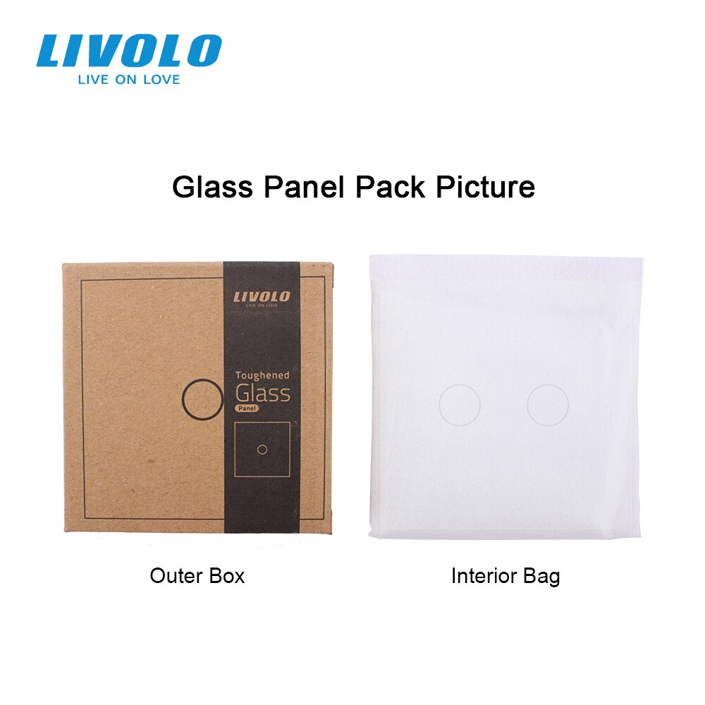Livolo luxo branco pérola vidro de cristal, padrão da ue, único painel de vidro para 2 gang interruptor de toque parede, VL-C7-C2-11 (4 cores)