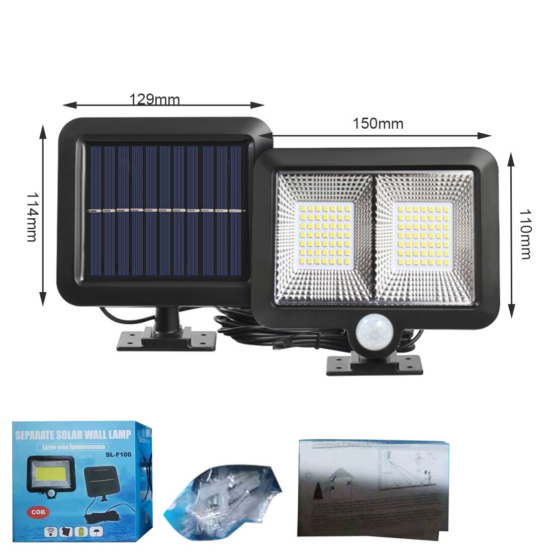 Solar Light Outdoor Motion Sensor Recharge Solar Wandlamp Waterdichte Emergency 100LED Licht Voor Straat Tuin Veranda Lamp: 98COB