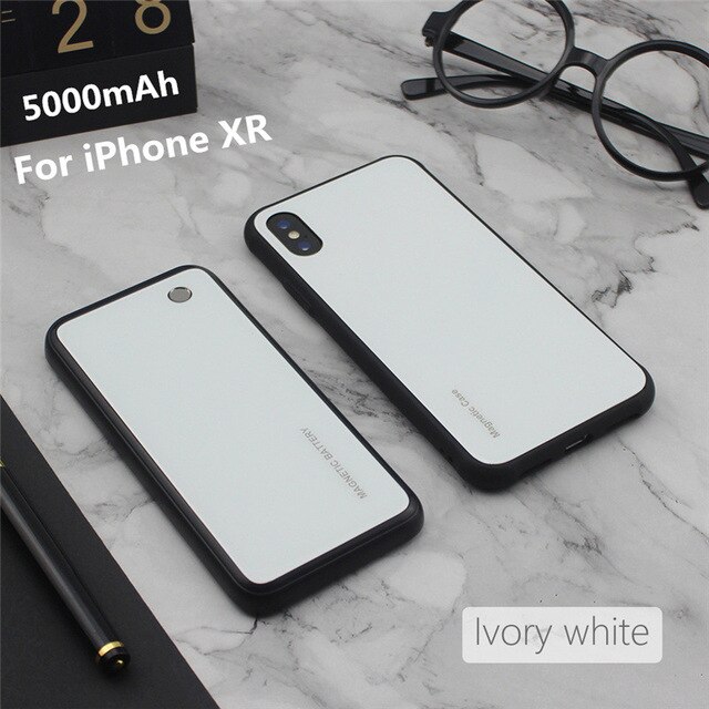 KQJYS Magnetic Battery Charger Cases for iPhone Xs Max Portable Wireless Power Bank Power Case for iPhone XR Battery Case: White For  XR