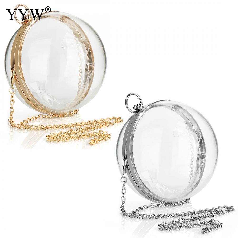 YYW Acrylic Round Ball Shoulder Bag For Women 2022 Crossbody Bags With Chain Transparent Evening Clutch PVC Handbags