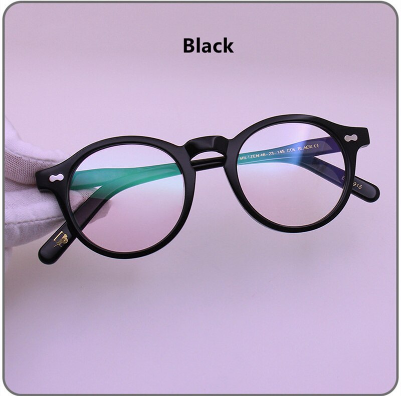 TOP Grade Japanese Retro Anti Blue Round Glasses MILTZEN Myopia Men Frame and Women Eyeglasses Prescription Eyewear: Black
