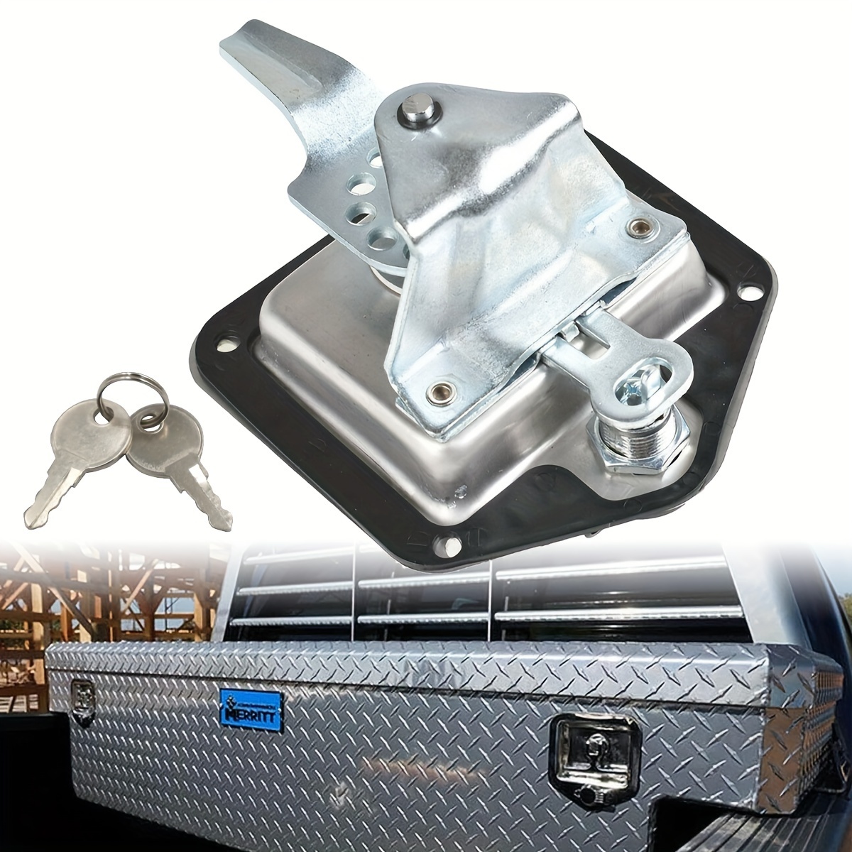 Trailer Door Latch T-Handle Lock Highly Polished Stainless Steel Keys with Gasket - Folding T Handle Latch RV Camper Truck.
