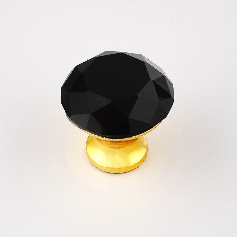 3.5 ''/5.0'' Crystal Meubels Handvatten Gold Lange Bar Deur Kast Handvatten Lade Trekt Keuken Kast Knoppen: 30mm Round Black