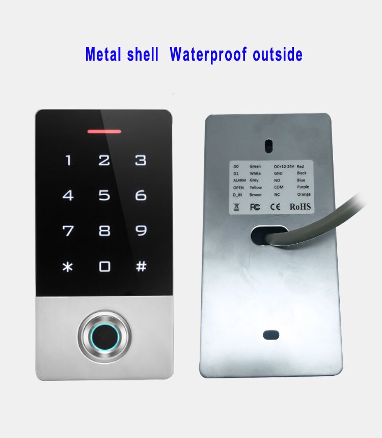 RFID fingerprint Access Control touch Keypad metal shell rainproof IP66 anti-hit 300 fingers / 10000 card users
