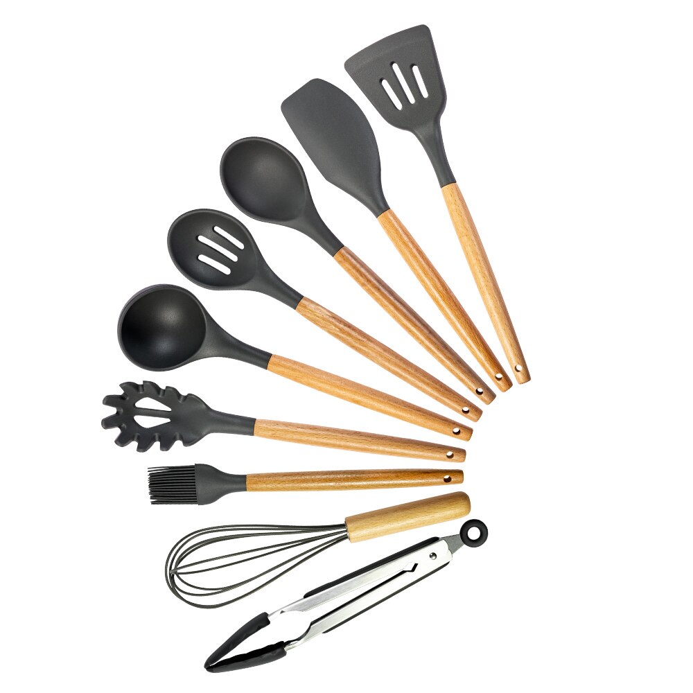 Cooking Tools Set Premium Silicone Kitchen Cooking Utensils Set With Storage Box Turner Tongs Spatula Spoon Turner 8 or 11pcs: F