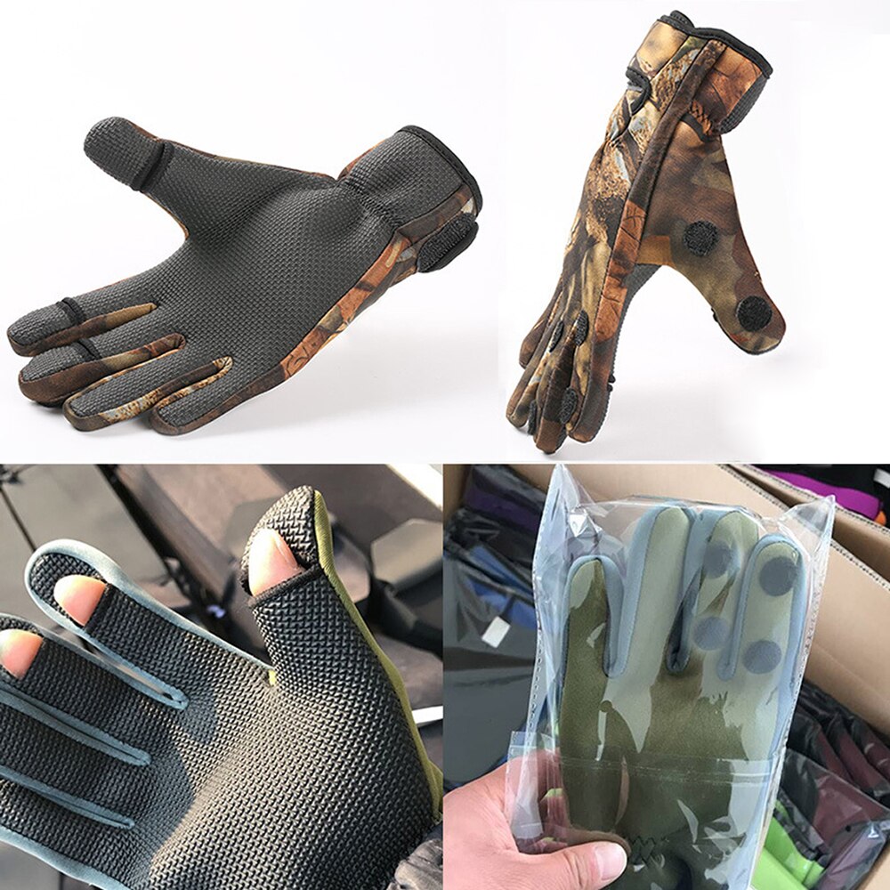 DORISEA Outdoor Winter Fishing Gloves Waterproof Three or Two Fingers Cut Anti-slip Climbing Glove Hiking Camping Riding Gloves