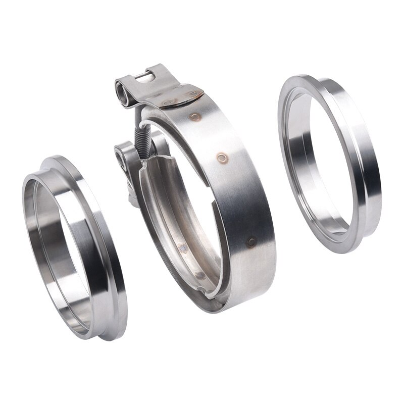 ESPEEDER 3 Inch Exhaust V Band Clamp Stainless Steel Flat Flange Kit 3" V-Band Flange Kit For Turbo Downpipes Exhaust Connection