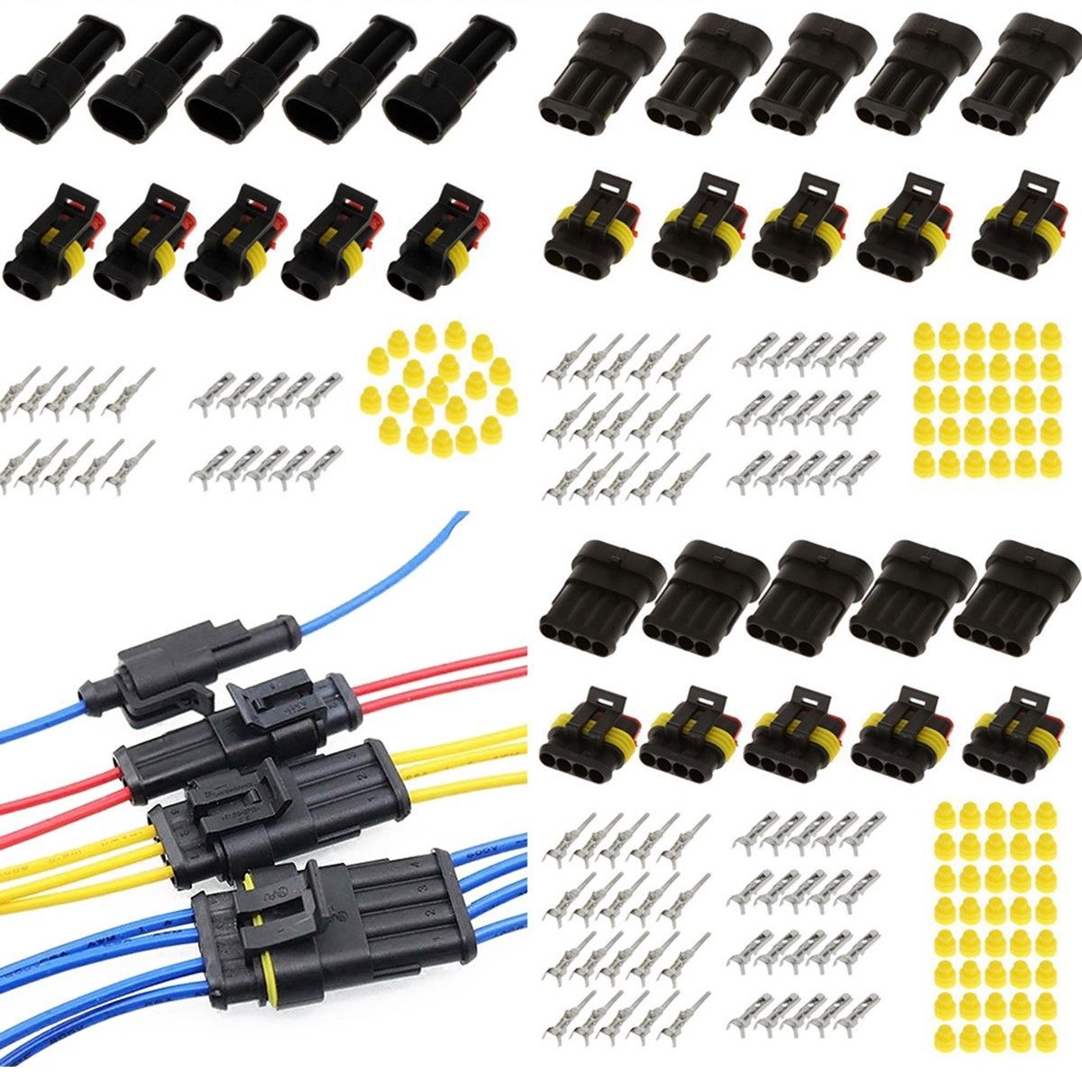 Waterproof Electrical Wire Connectors Plug 15sets Fit For Car & Motorcycle US