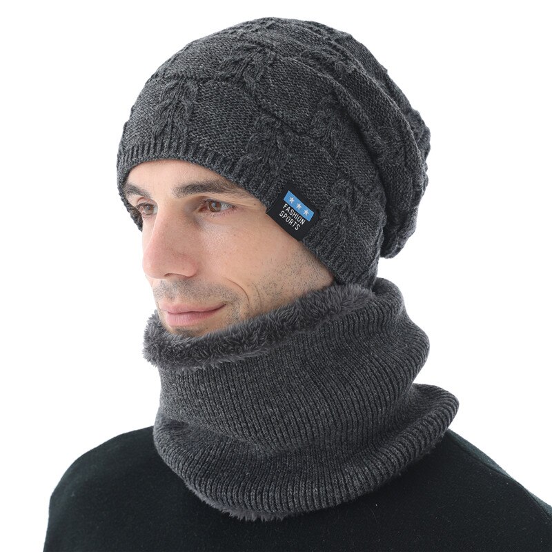 Xthree hommes bonnets hiver Skullies tricoté chapeau écharpe avec doublure laine mâle Gorras Bonnet hiver chapeaux pour hommes bonnets chapeaux