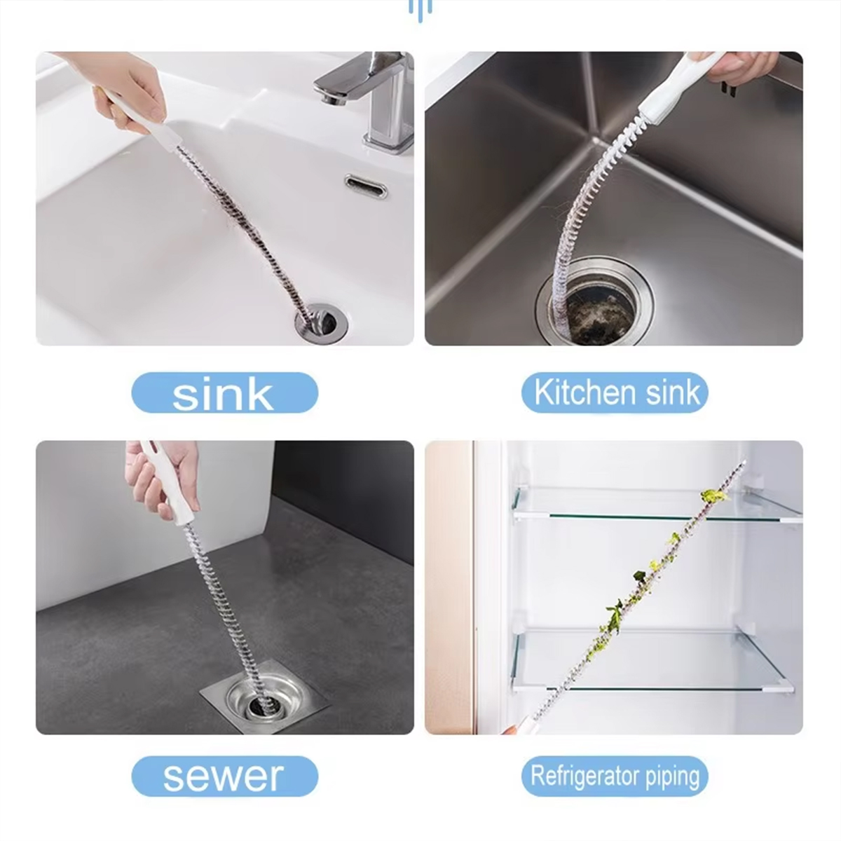 Multi functional bendable cleaning brush sewer cleaning brush unclogging sewer toilet cleaning hair sink cleaning brush cleaning