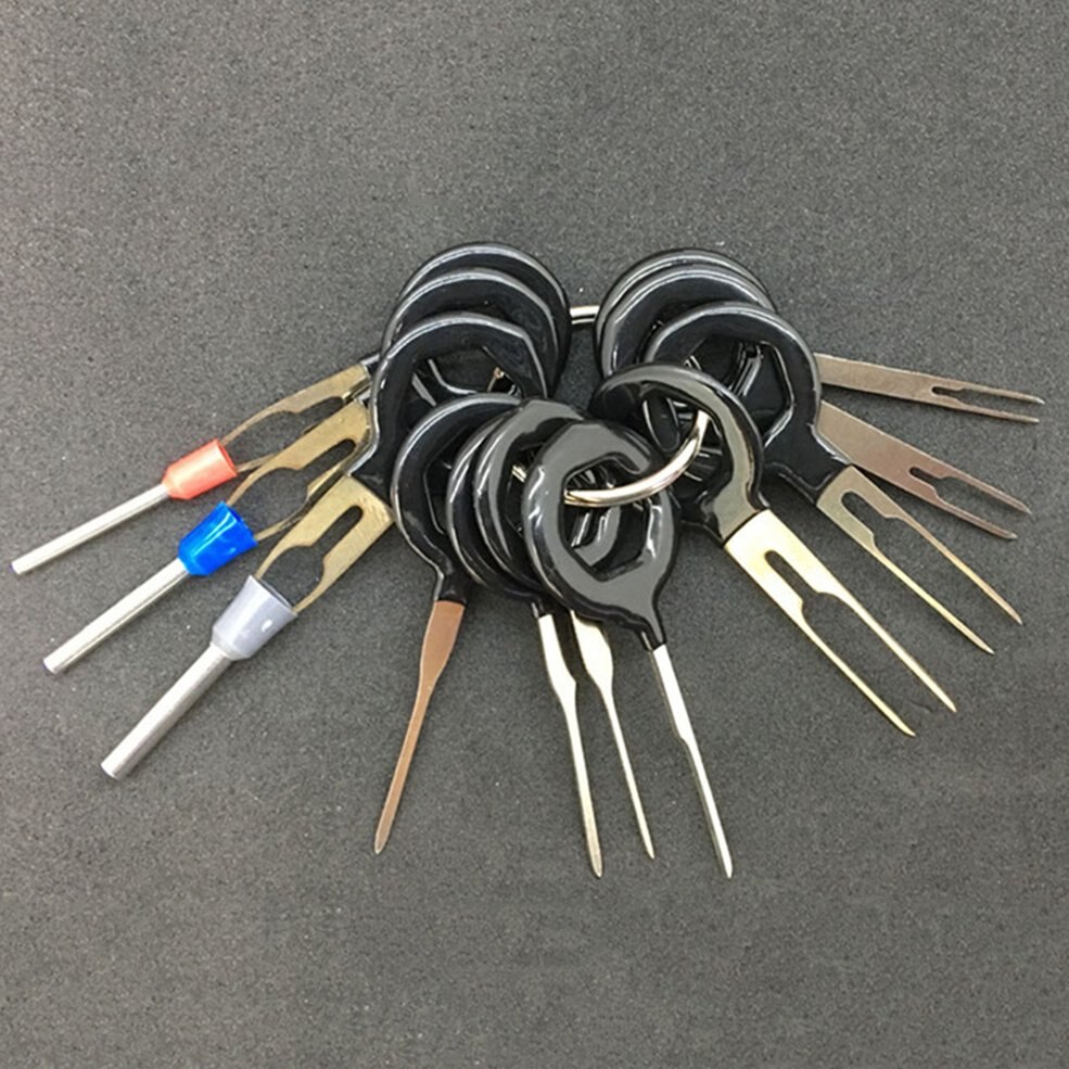 11Pcs Auto Terminal Removal Tool Kit Harness Bedrading Crimp Connector Extractor Puller Release Pin Unlock Tool Picker Auto Controleren