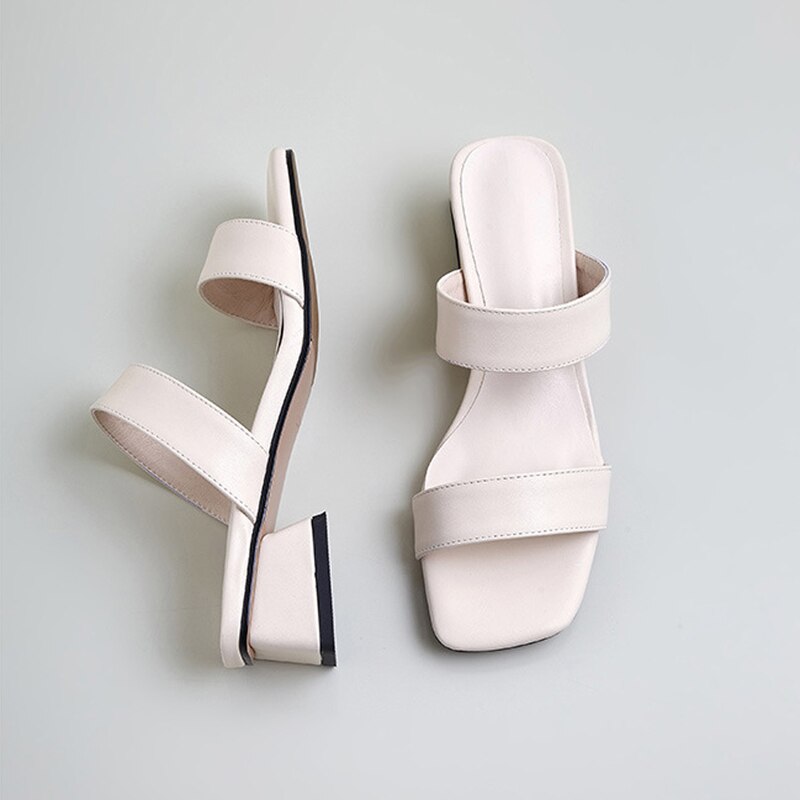 Vrouwen Hoge Hakken Sandalen Vierkante Neus Slingback Schoenen Vrouwen Outdoor Slipper Vrouwen Casual Sandaal Vrouwen: Beige / 12