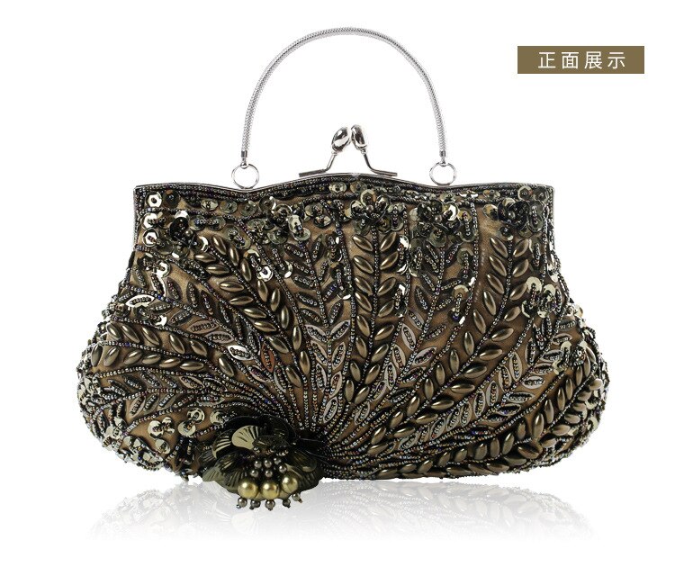 Luxe avondjurken voor dames, clutches, handtassen, klassieke handtassen, kralen, bruidstassen, damestassen, diner- en feesttassen.: Mijngroen