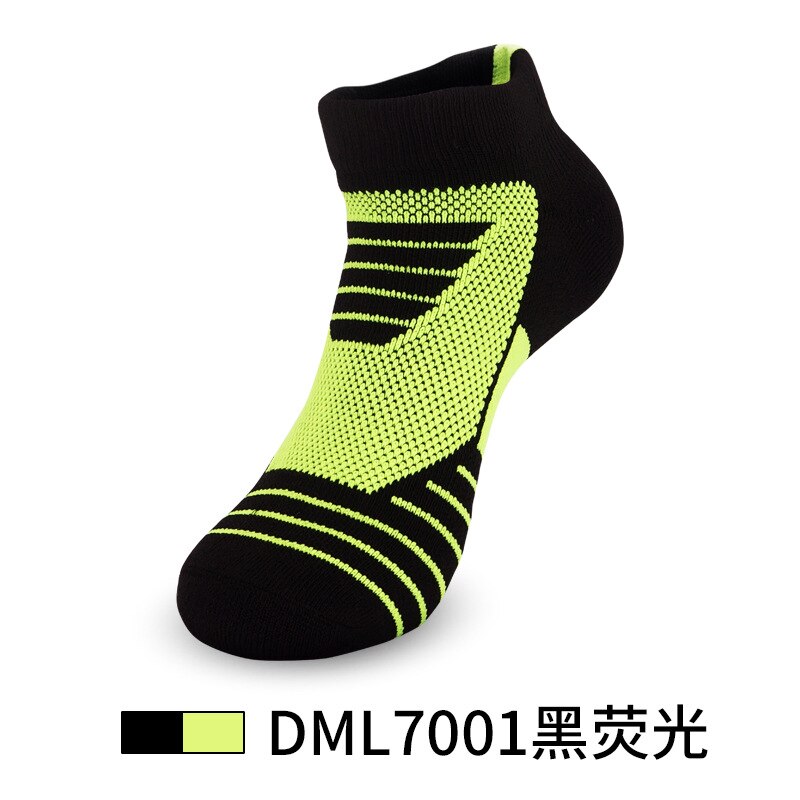 Adult Thickened Towel Bottom Basketball Socks Men Short Tube Non-slip Wear-resistant Sports Socks Outdoor Running Socks SKH007: black fluorescent