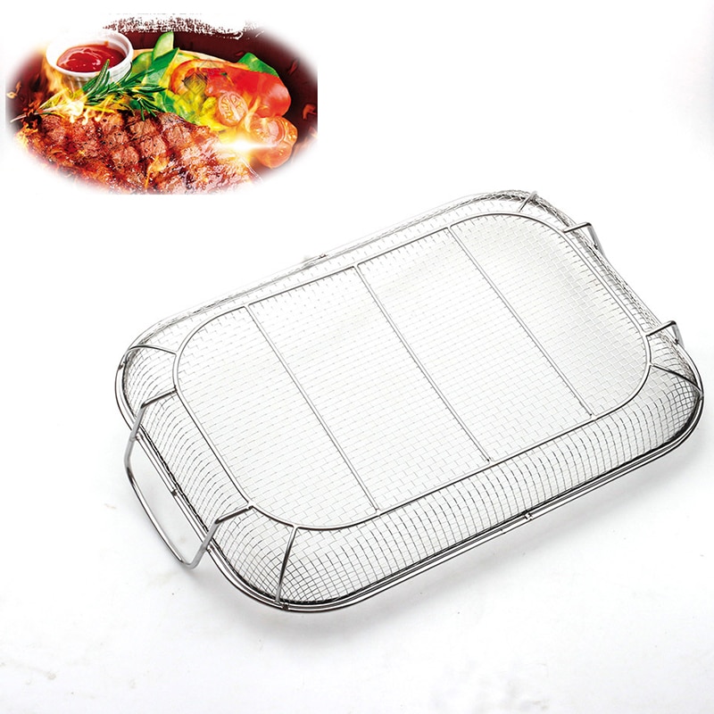 Grill Grill Gittergewebe Silber Backblech mit Grill Klaue Fleisch Tablett Grill Korb Edelstahl