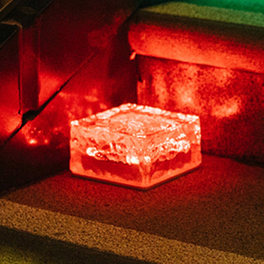 Outdoor Solar Led Ground Light Waterproof Garden Lanscape Acrylic Brick Lamp Solar Ice Cube Light for Pathway Stair Backyard: Red / 6LEDS 10x10x5CM