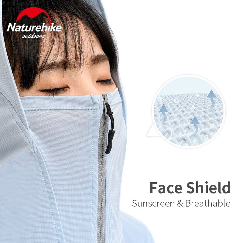 Naturehike-Sudadera con capucha de nailon para hombre y mujer, ropa Anti-UV con salida de pelo, resistente al viento, protector solar