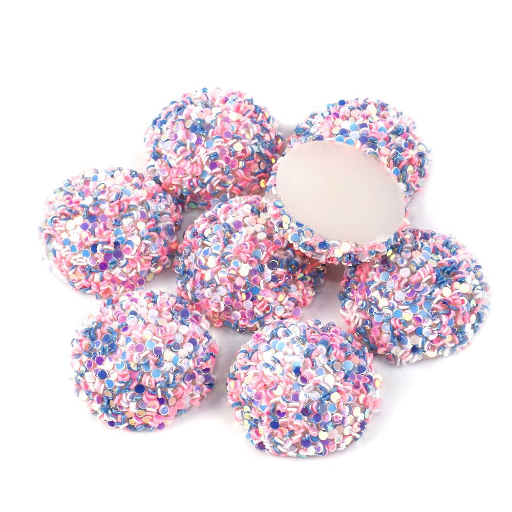 20 st 14 x 14mm tjocka halvcirkelformade glitterpärlor för hårbågedekoration gör-det-själv-örhängen smyckenstillverkning ,20 yc 6625: 1080507005