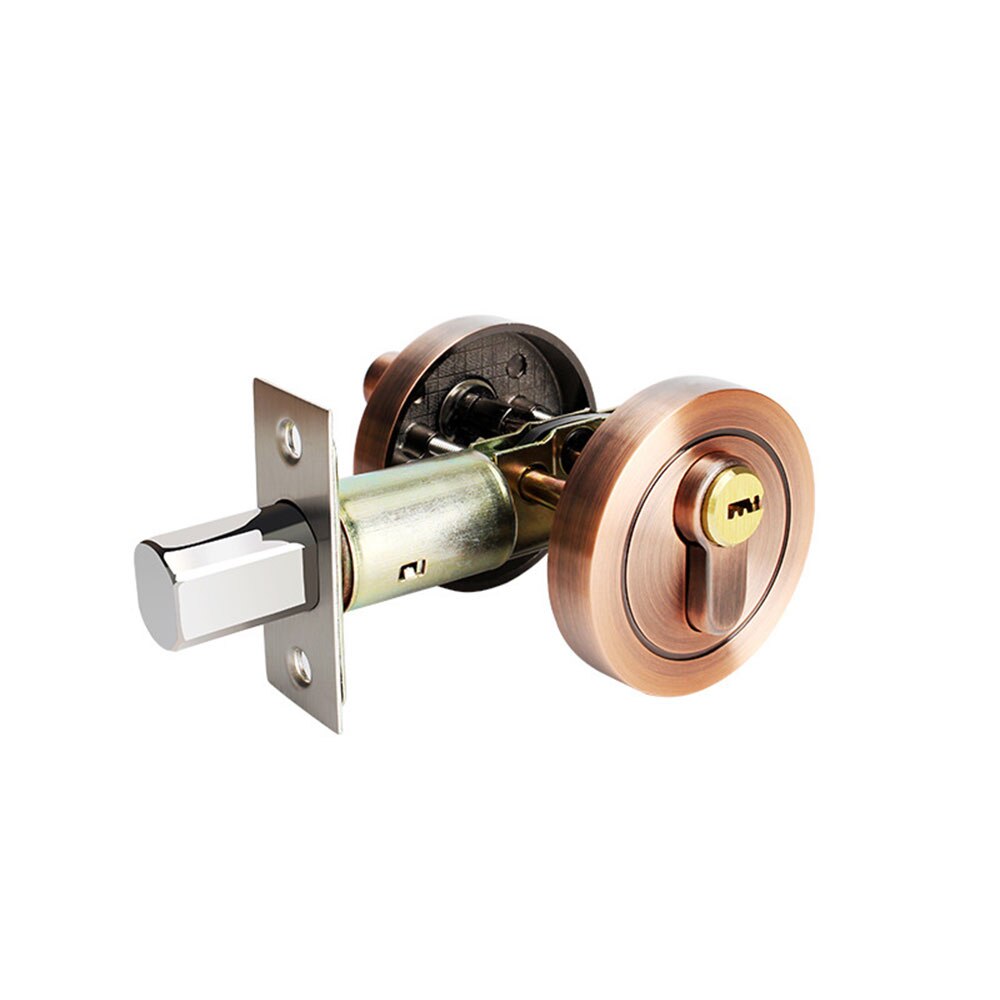 Zinc Alloy Atresia Double-sided Invisible Lock Mortice Channel Tube Wells Atresia Deadbolt Invisible Door Locks:  Red bronze