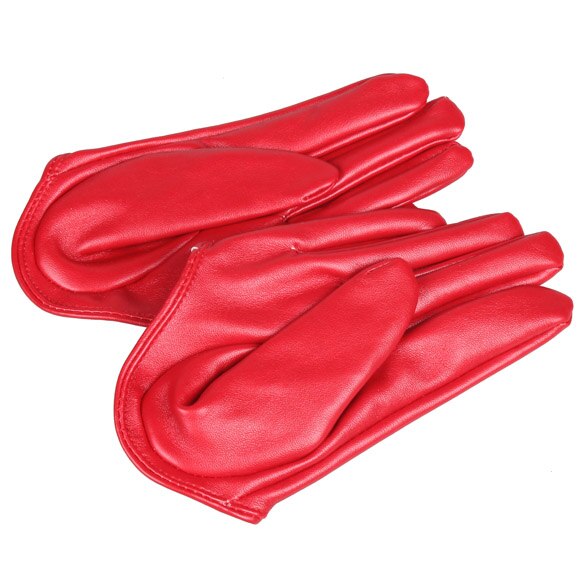 Woman Tight Half Palm Gloves Imitation Leather Five Finger Mittens Vivid Color