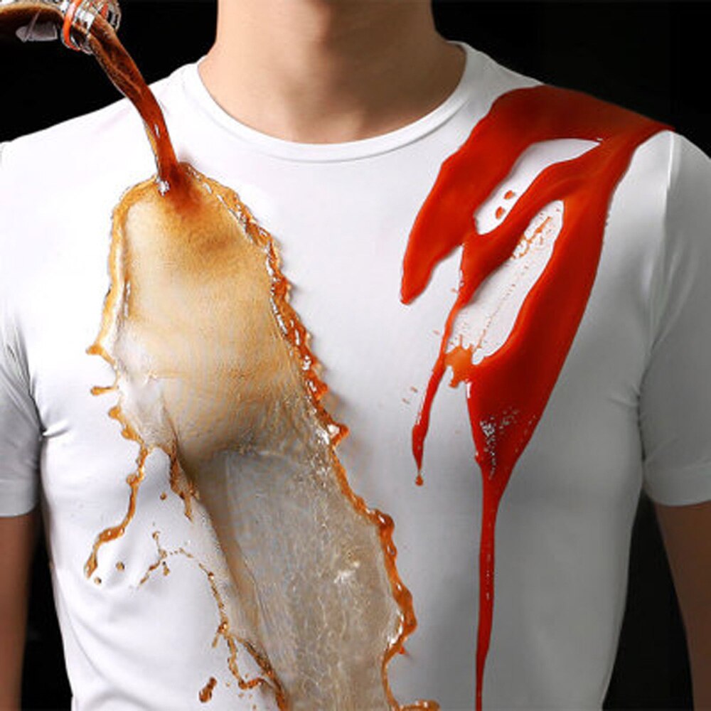 Waterdichte Mannen T-shirt Creatieve Stainproof Ademend Antifouling Snel Droog Top Korte Mouw Sport T-shirt