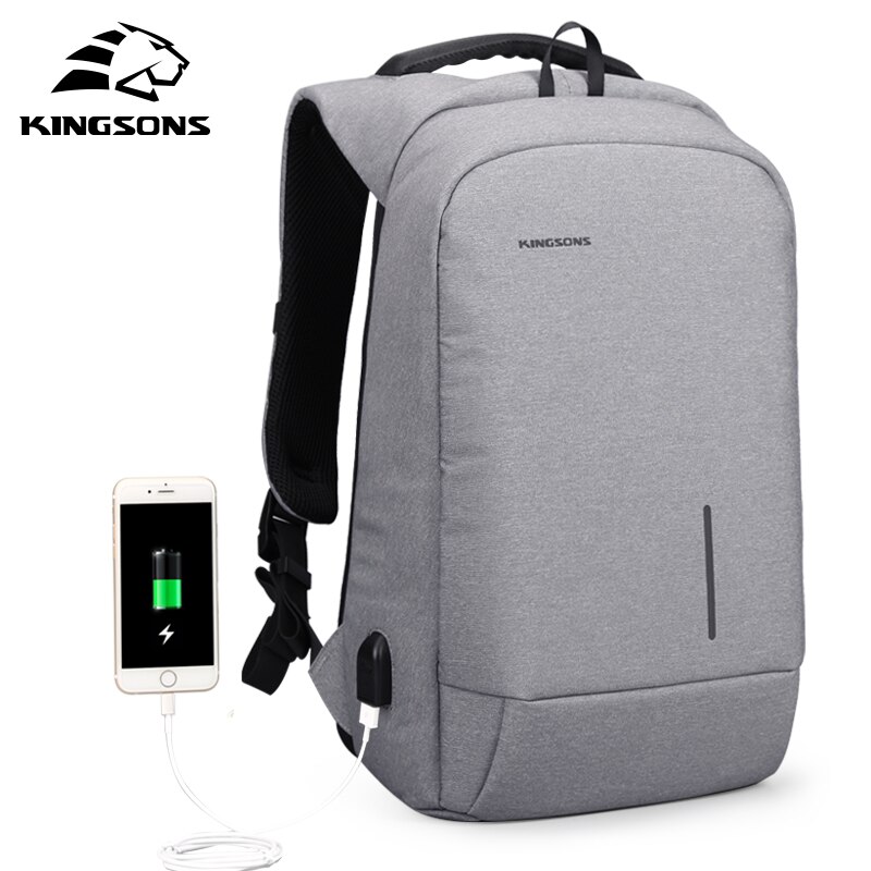 10% Off Kingsons KS3149W 13,3 15,6 zoll Externe USB Lade Laptop Rucksäcke Schule Rucksack Tasche Männer Frauen Reisetaschen