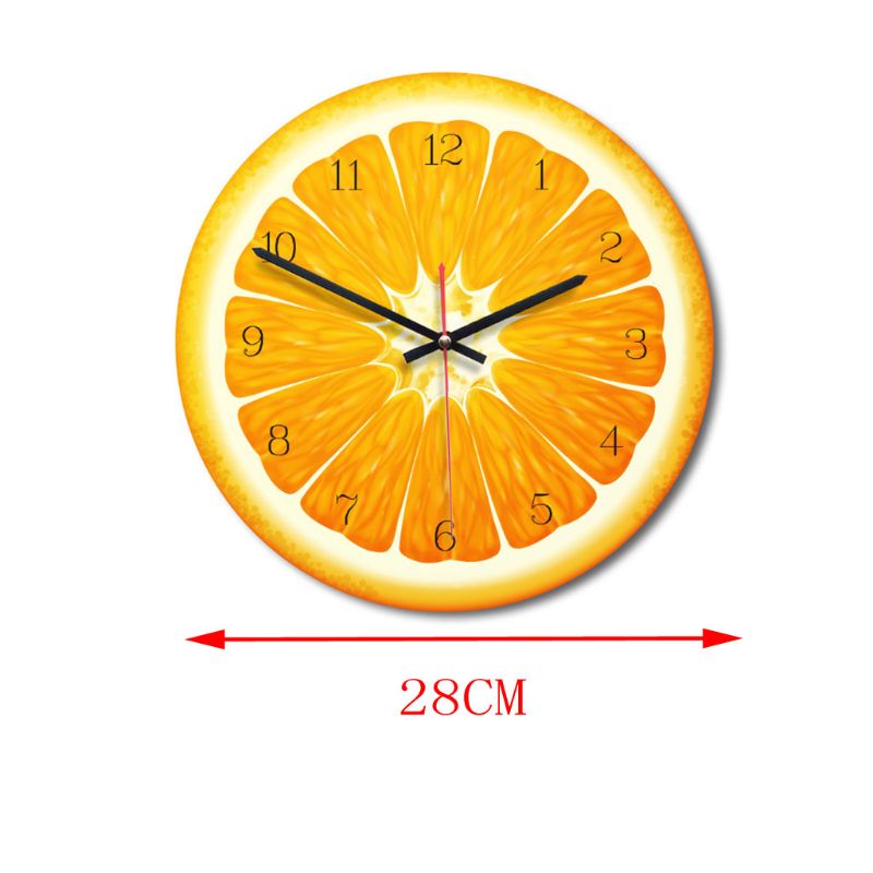 Fruit Printed Wooden Digital Wall Clock Silent Quartz Kitchen Decor