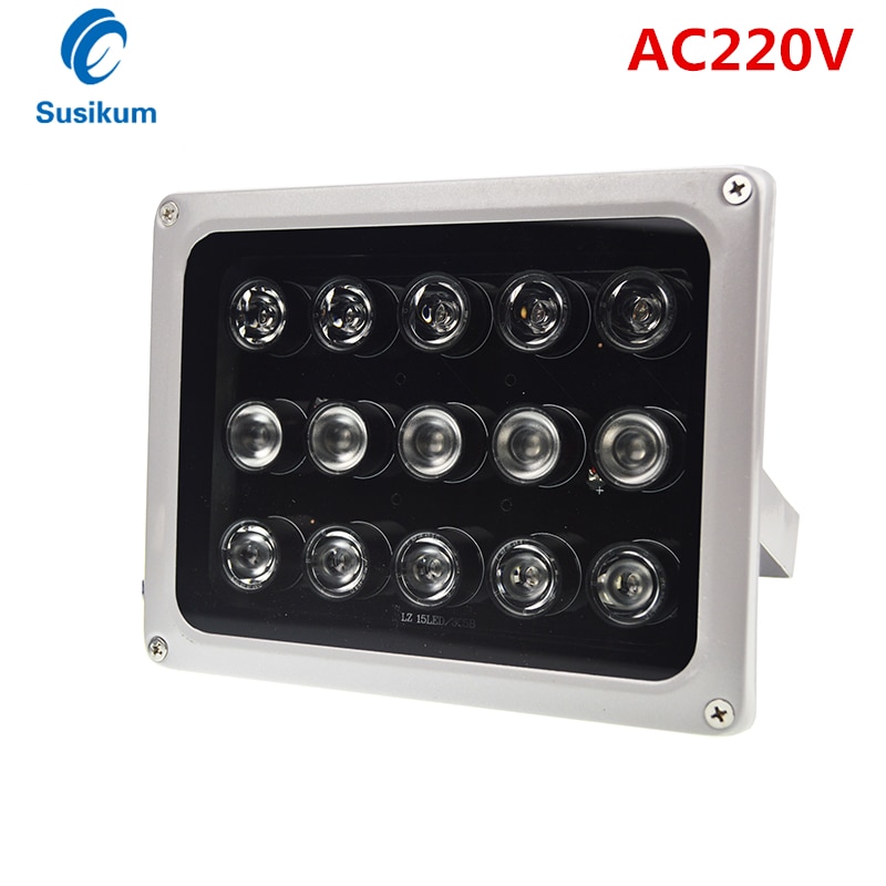 AC 220V 15Pcs Array IR illuminator infrared lamp CCTV Camera Fill Light IR Outdoor IP65 Waterproof Night Vision for Camera
