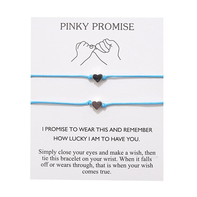 Pinky Promise Distance-Pulseras a juego para mejores amigos, pareja, familia, mujer, hombre, chicas adolescentes con tarjeta: BL4856BL