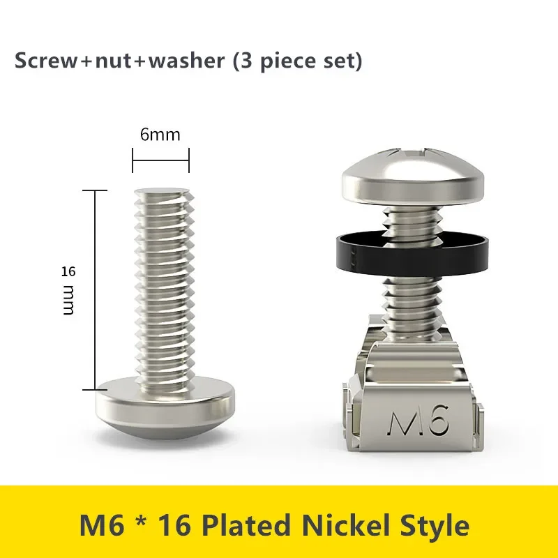 M6 * 16 mm M6 * 12 mm Schrankschrauben, Rackmontage-Käfigmuttern, Schraube und Unterlegscheiben für Netzwerkserver-Chassis-Verteilung, verwöhnen, Router: Blau / 0,8 MT